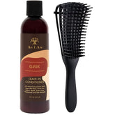 Leave In Conditioner and Detangling Hair Brush Bundle - Ideal for Afro and Curly Hair - As I Am Leave In Conditioner for Afro Hair - Amara Detangling Brush for Curly Hair, Natural Hair, and Afro Hair